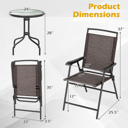 Goplus 3 Pieces Bistro Set with Tempered Glass Table