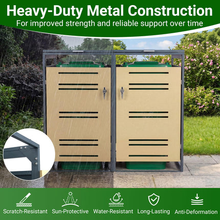Goplus 44 Cu.Ft Outdoor Trash Can Storage with 2 Lockable Doors Gas Struts & Shock Absorbers