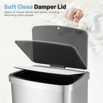 Goplus 13 Gallon/ 50 Liter Automatic Trash Can Rectangular Motion Sensor Waste Trash Bin