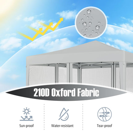 Goplus 10 FT x 10 FT Pop-Up Canopy Tent, Easy Setup Instant Folding Shelter w/Mesh Netting