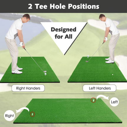 Goplus Golf Mat, 5 ft x 3 ft Golf Hitting Mats Artificial Turf with 3 Rubber Tees, Golf Practice Mat for Driving - GoplusUS