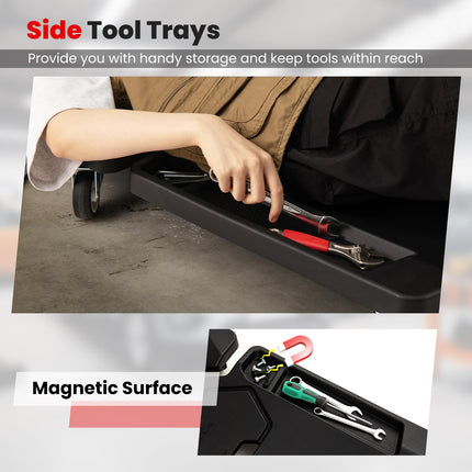 Goplus 43 Inches Mechanic Creeper with Padded Headrest & Tool Trays 350 LBS Max Load