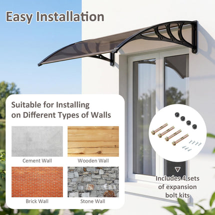 Goplus 39”x30” Window Door Awning UPF 50+ Polycarbonate Awnings Exterior