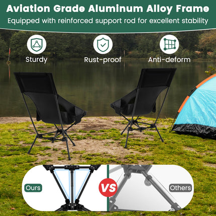 Goplus Portable High Back Camping Chairs | Lightweight Compact Collapsible Lawn Chairs
