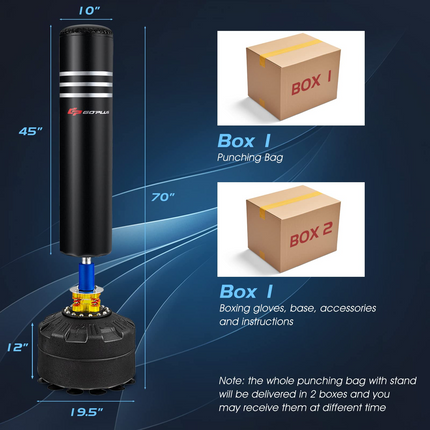Goplus Freestanding Punching Bag 70", 220lbs Heavy Boxing Bag with Gloves, Shock Absorber, 12 Suction Cup Base - GoplusUS