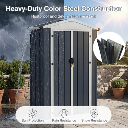 Goplus 4 x 1.3 x 6 FT Outdoor Storage Shed | Heavy-Duty Color Steel Garden Tool Shed