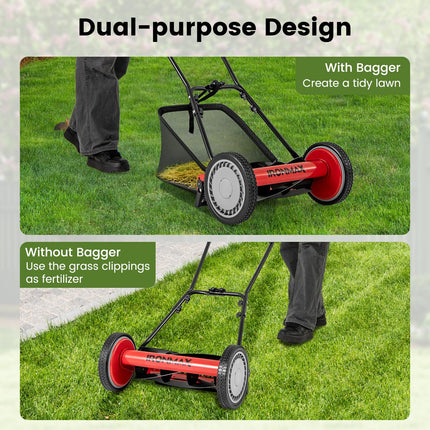 Goplus 16 Inch Manual Lawn Mower for Yard, Garden