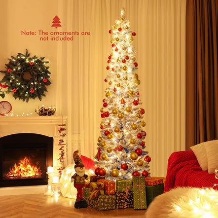 Goplus 6/7 FT Blue Gradient Snow Flocked Christmas Tree