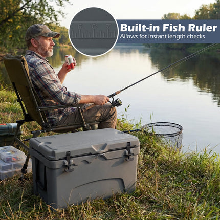 Goplus 45QT Hard Cooler w/Portable Handles Cup Holders & Ruler for Camping & Beach