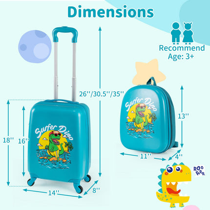 Goplus 2 PCS Kids Luggage | 13" Backpack & 16" Carry-on Suitcase