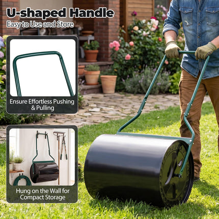 Goplus Lawn Roller 16 Gallon Water/Sand Filled Garden Drum Roller(16 by 20-Inch)