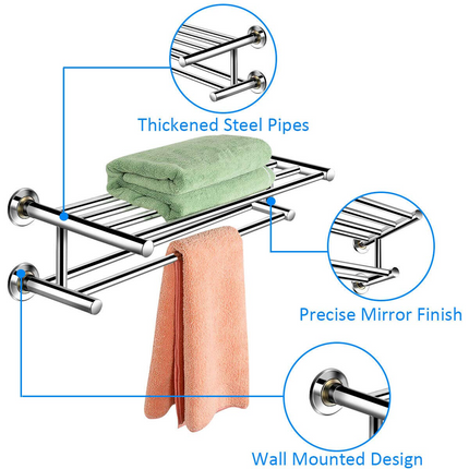 Goplus 24'' Towel Rack, Stainless Steel Metal Bathroom Towel Bar - GoplusUS