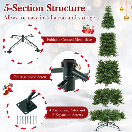 Goplus 12 FT Tall Pre-Lit Hinged Xmas Tree with Quick Power Connector