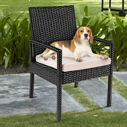 Goplus Rattan Furniture Set for Outdoor Patio Backyard Garden, 3-Piece Wicker Conversation Set - GoplusUS