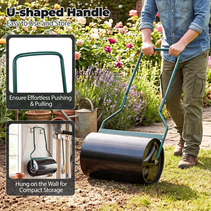 Goplus Lawn Roller 12 Gallon Water/Sand Filled Garden Drum Roller(13 by 20-Inch)