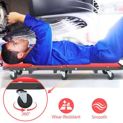 Goplus 2-in-1 Rolling Folding Z Creeper Seat with 6 Swivel Casters