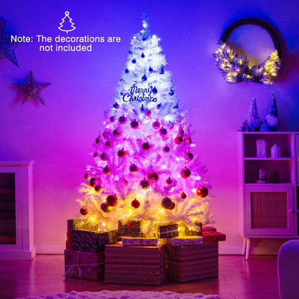 Goplus Pre-Lit Artificial Christmas Tree with PVC Branch Tips & 3-Color LED Lights