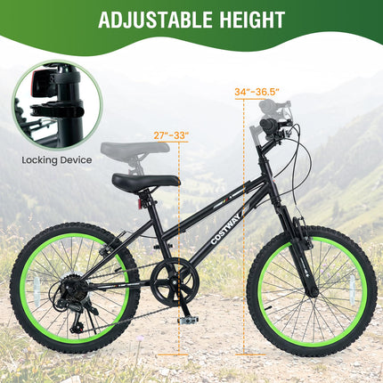 Goplus 20/24 Inch 7 Speed Kids Mountain Bike w/Suspension Fork