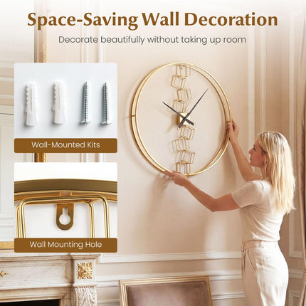 Goplus 27" Nordic Style Big Metal Wall Clock | Battery-Operated Wall Decoration