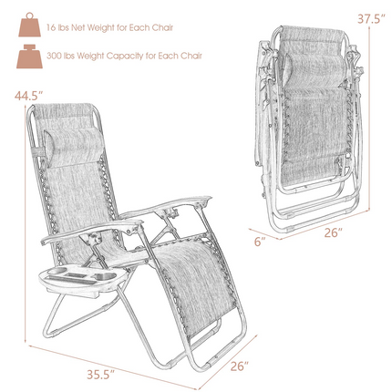 Goplus Folding Zero Gravity Reclining Lounge Chairs - GoplusUS