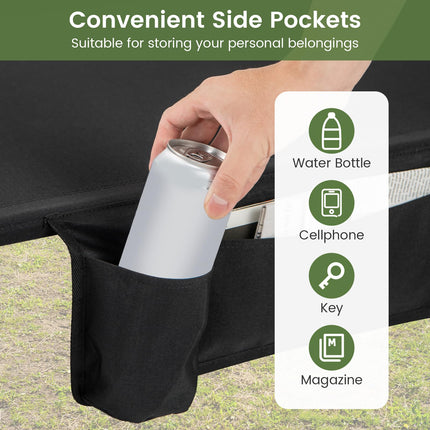 Goplus Portable Camping Cot w/Sturdy Aluminum Alloy Frame & Carrying Bag