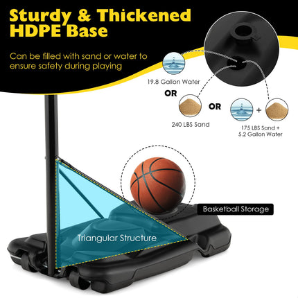 Goplus Portable Basketball Hoop Outdoor Indoor, 4.25-10FT 12-Level Adjustable Basketball Goal - GoplusUS