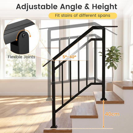 Goplus 3-Step Galvanized Metal Hand Rails with Adjustable Angle (2 Pack)
