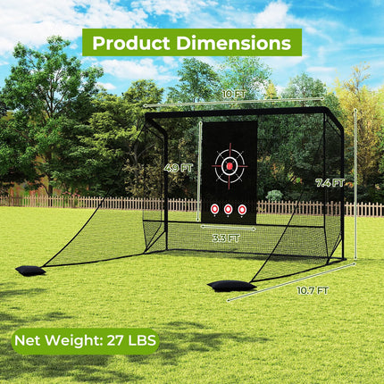 Goplus Golf Cage Practice Hitting Net 10'x7.4' Golfer Training Net
