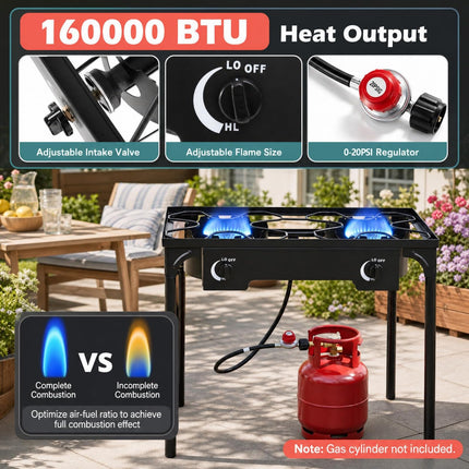Goplus Outdoor 160,000 BTU High Pressure Dual Burner Gas Stove