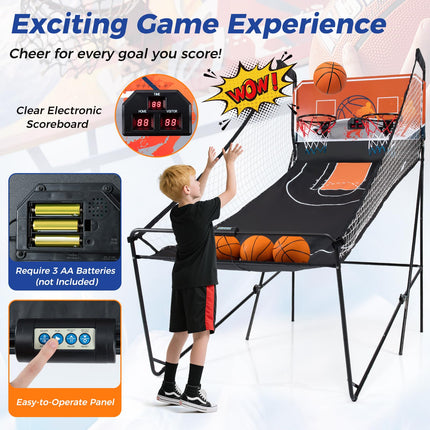Goplus Foldable Dual Shot Basketball Arcade Game w/LCD Scoreboard 8 Game Modes