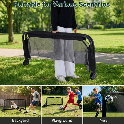 Goplus 5 x 3 FT Foldable Soccer Goal with Net & Ground Stakes
