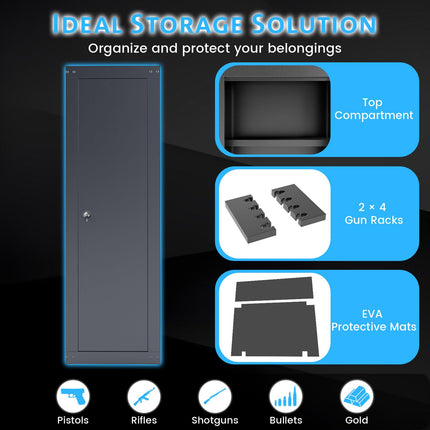 Goplus 8 Rifle Gun Safe, Fireproof Large Gun Cabinet with Storage Shelf