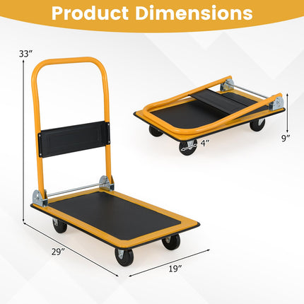 Goplus Folding Push Cart Dolly w/ 360° Swivel Wheels Spacious | 330 LBS Max Load
