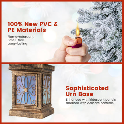 Goplus 4 FT Pre-Lit Snow Flocked Christmas Tree for Entrances