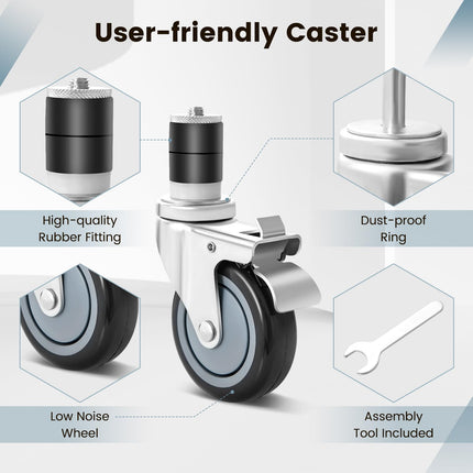 Goplus 4 inch Caster Wheel Set,Expanding Stem Caster Set of 4, 2 Wheels with Brakes