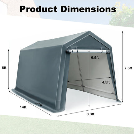Goplus Outdoor Storage Shed | Patio Garage Carport w/ Roll-Up Zipper Door
