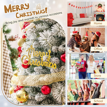Goplus 6FT /7FT Flocked Christmas Tree Artificial Pop-Up Xmas Tree