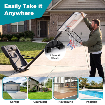 Goplus 4.1-10 FT Adjustable Portable Basketball Goal System w/Shatterproof PC Backboard