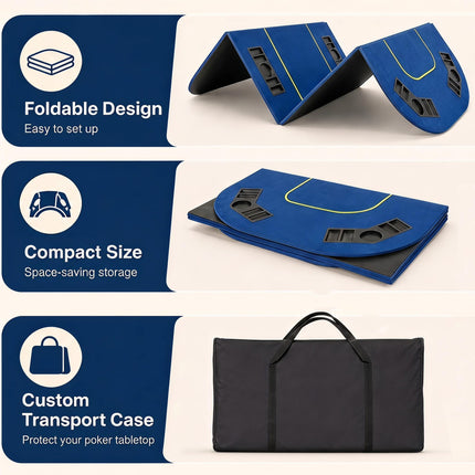 Goplus 79" x 36" Poker Mat | 8 Player Poker Topper with Cup Holder & Carry Bag