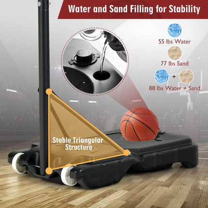 Goplus Portable Basketball Hoop, Basketball Goal with 4.3 FT-8.2 FT Adjustable Height