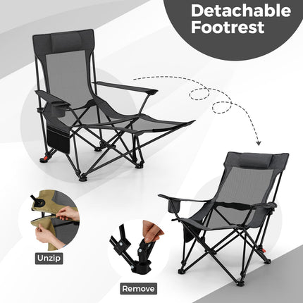 Goplu Camping Lounge Chair w/4-position Backrest Carrying Bag Removable Pillow