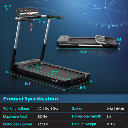 2.25HP Folding Treadmill - Goplus