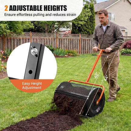 Goplus 24" Peat Moss Spreader Roller w/Height-Adjustable T-Shape Handle