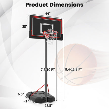 Goplus Portable Basketball Hoop Outdoor, 7.5-10 FT Height Adjustable Basketball Goal System with 44” Shatterproof Backboard