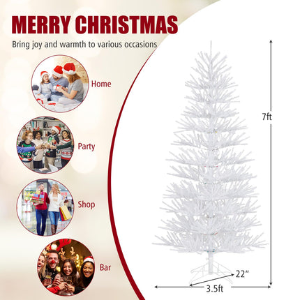 Goplus 7ft Pre-Lit Artificial Christmas Tree with 923 Multicolored LED RGB Lights & Remote