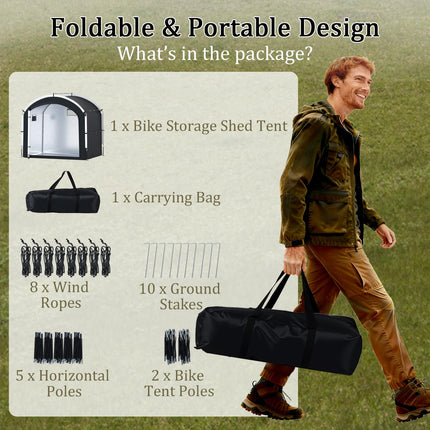 Goplus 7.2 x 4.9 FT Outdoor Bike Storage Sheds w/210D Oxford Fabric PU4000 Waterproof Cover