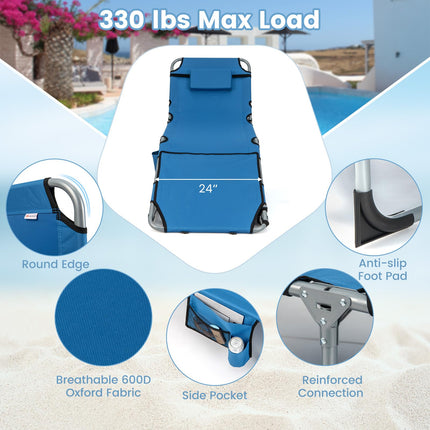 Goplus Lounge Chairs for Outside, 5-Position Tanning Chair w/Face & Arm Hole