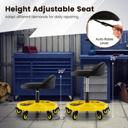 Goplus 20”-25” Height Adjustable Mechanic Stool w/Magnetic Tool Tray