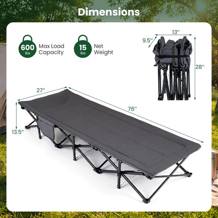 Goplus Camping Cot with Padded Pillow | Folding Cot Bed for Adults