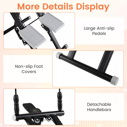 Goplus Stair Stepper Foldable Vertical Climber Exercise Machine with Detachable Handlebar
